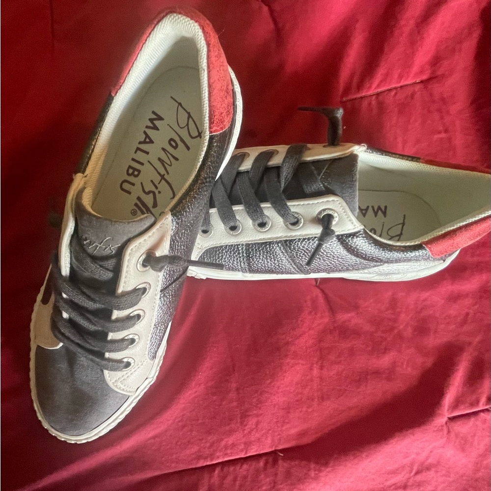 Blowfish womens Casual Sneakers - Red, Gray, and Cream